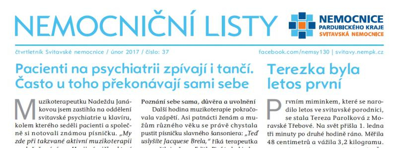 Svitavská nemocnice vydala 37. číslo Nemocničních listů